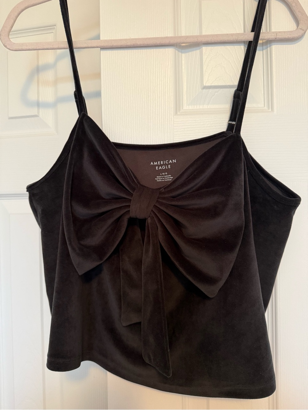 American Eagle Outfitters Black Velvet Bow Cami